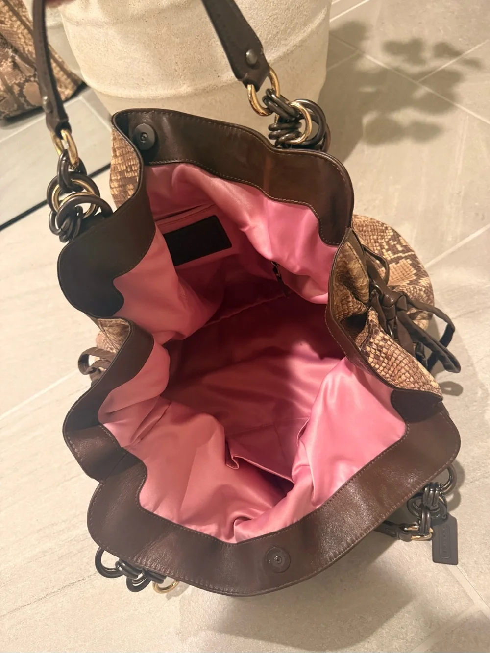 Coach Brown Python-Print Shoulder Bag - Picture 2 of 6